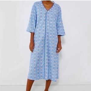 Tuckernuck Cote D'Azur Caftan Blue Cotton Maxi Swim Coverup Women's Medium